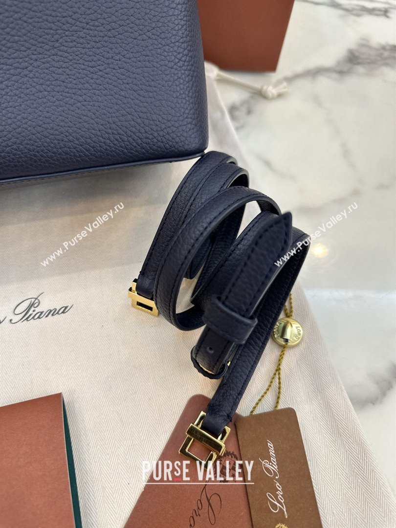 Loro Piana Extra Pocket Pouch L27 in Grained Calfskin Royal Blue 2025 (JIAJ-25110427)