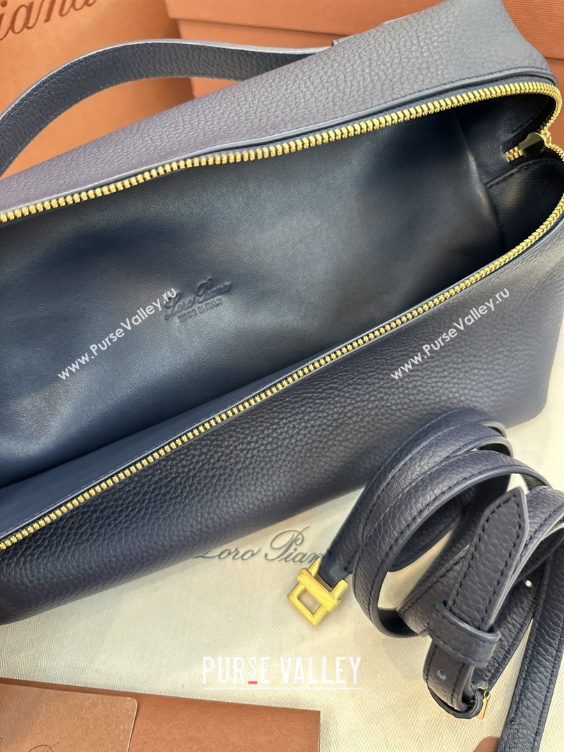 Loro Piana Extra Pocket Pouch L27 in Grained Calfskin Royal Blue 2025 (JIAJ-25110427)