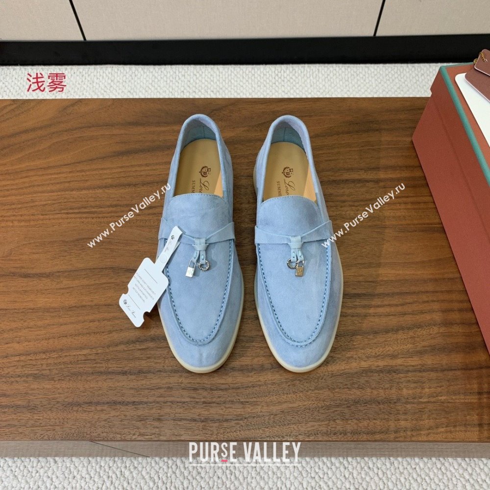 Loro Piana Summer Charms Walk Loafer in Suede LP110412 Light Blue 2025 (HH-25110412)