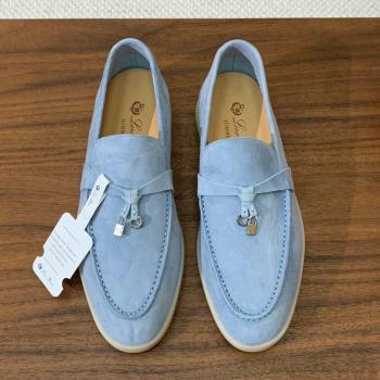 Loro Piana Summer Charms Walk Loafer in Suede LP110412 Light Blue 2025 (HH-25110412)