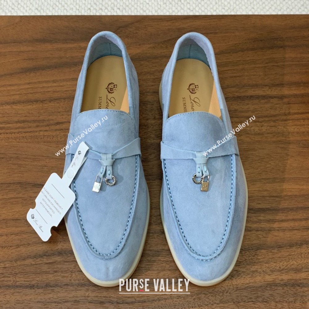 Loro Piana Summer Charms Walk Loafer in Suede LP110412 Light Blue 2025 (HH-25110412)