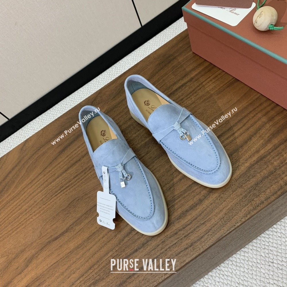 Loro Piana Summer Charms Walk Loafer in Suede LP110412 Light Blue 2025 (HH-25110412)