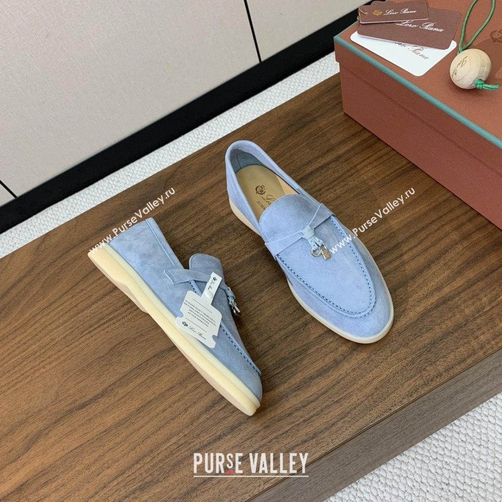 Loro Piana Summer Charms Walk Loafer in Suede LP110412 Light Blue 2025 (HH-25110412)