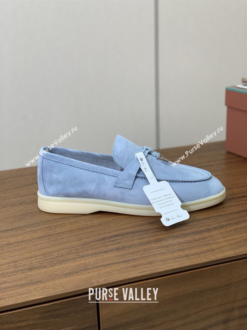 Loro Piana Summer Charms Walk Loafer in Suede LP110412 Light Blue 2025 (HH-25110412)
