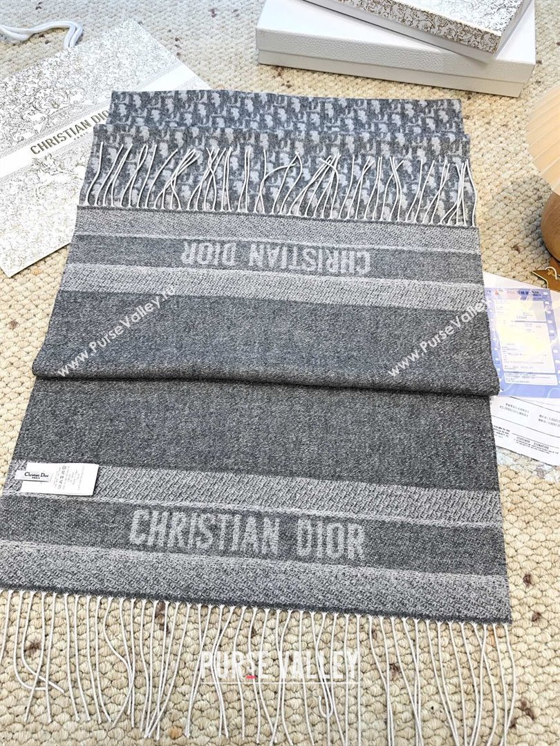 Dior Oblique Cashmere Scarf D110511 Grey 2025 (O-25110511)