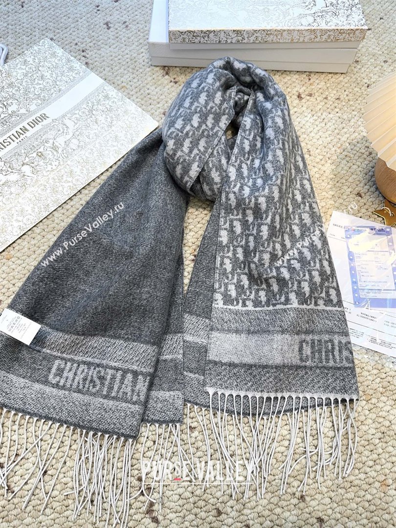 Dior Oblique Cashmere Scarf D110511 Grey 2025 (O-25110511)