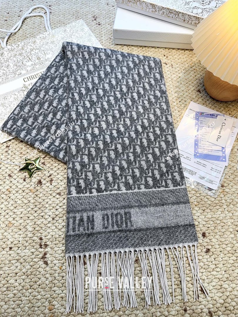 Dior Oblique Cashmere Scarf D110511 Grey 2025 (O-25110511)