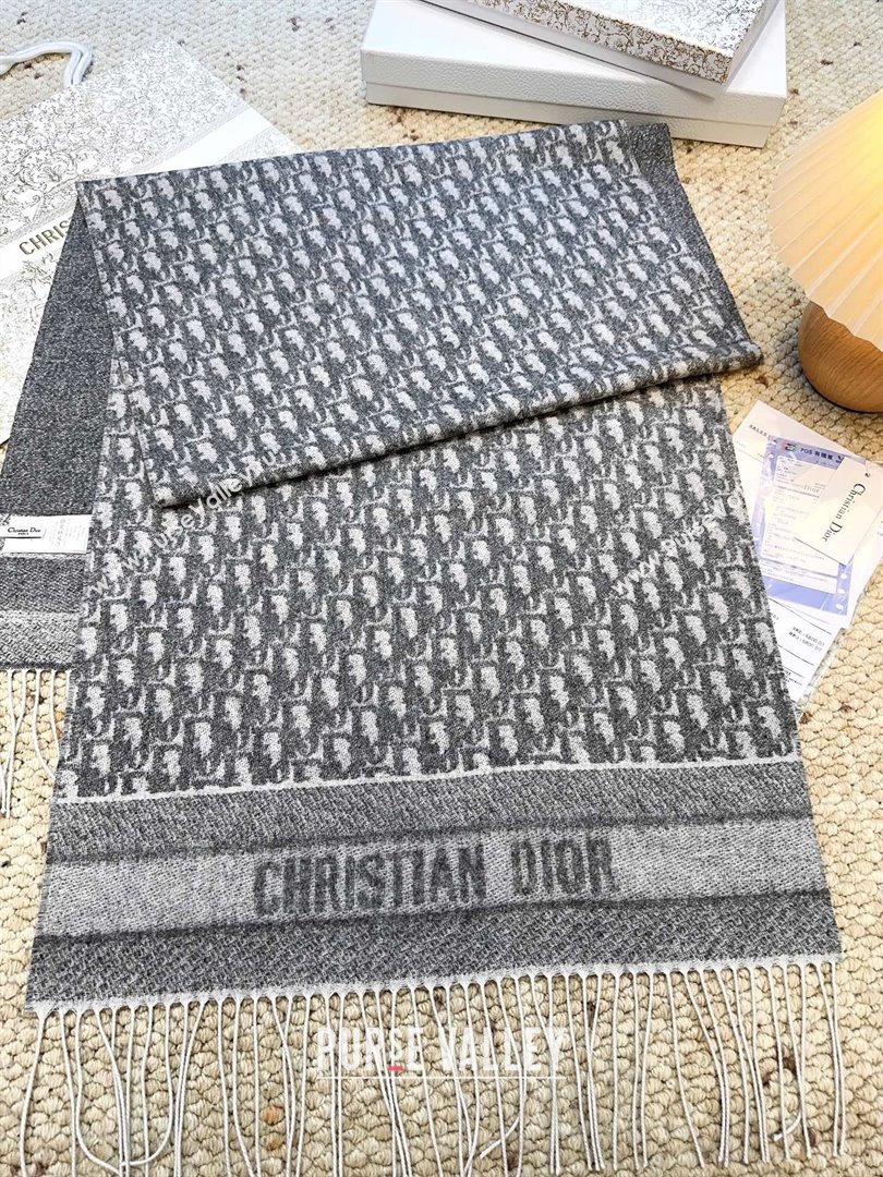 Dior Oblique Cashmere Scarf D110511 Grey 2025 (O-25110511)