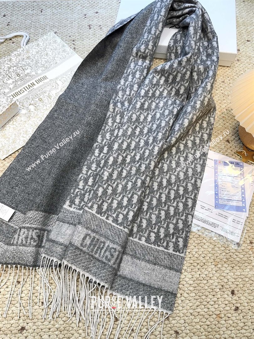 Dior Oblique Cashmere Scarf D110511 Grey 2025 (O-25110511)
