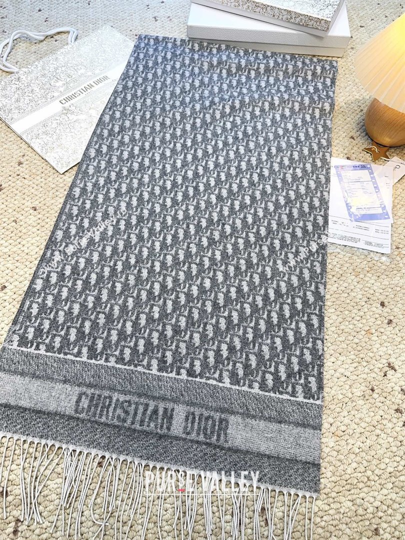 Dior Oblique Cashmere Scarf D110511 Grey 2025 (O-25110511)