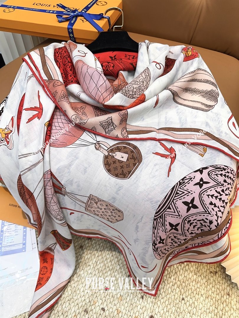 Louis Vuitton Cashmere Silk Scarf 140x140 LV110512 Red 2025 (O-25110512)