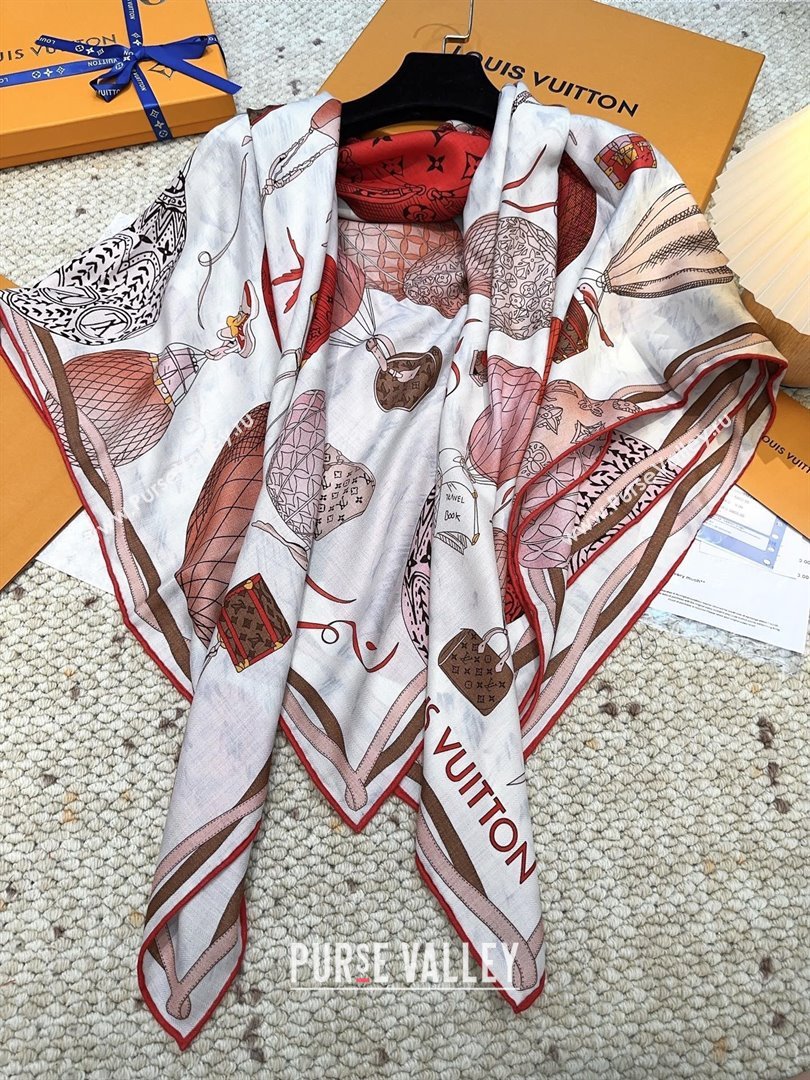 Louis Vuitton Cashmere Silk Scarf 140x140 LV110512 Red 2025 (O-25110512)