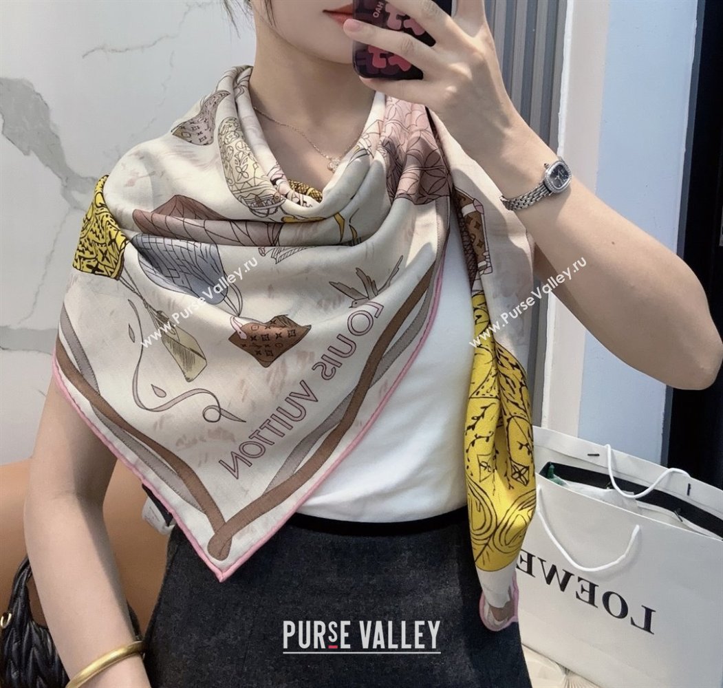 Louis Vuitton Cashmere Silk Scarf 140x140 LV110513 Beige 2025 (O-25110513)