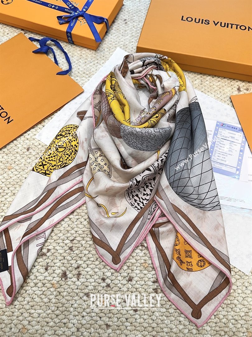 Louis Vuitton Cashmere Silk Scarf 140x140 LV110513 Beige 2025 (O-25110513)