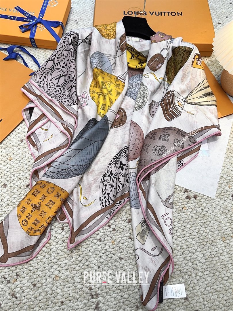 Louis Vuitton Cashmere Silk Scarf 140x140 LV110513 Beige 2025 (O-25110513)