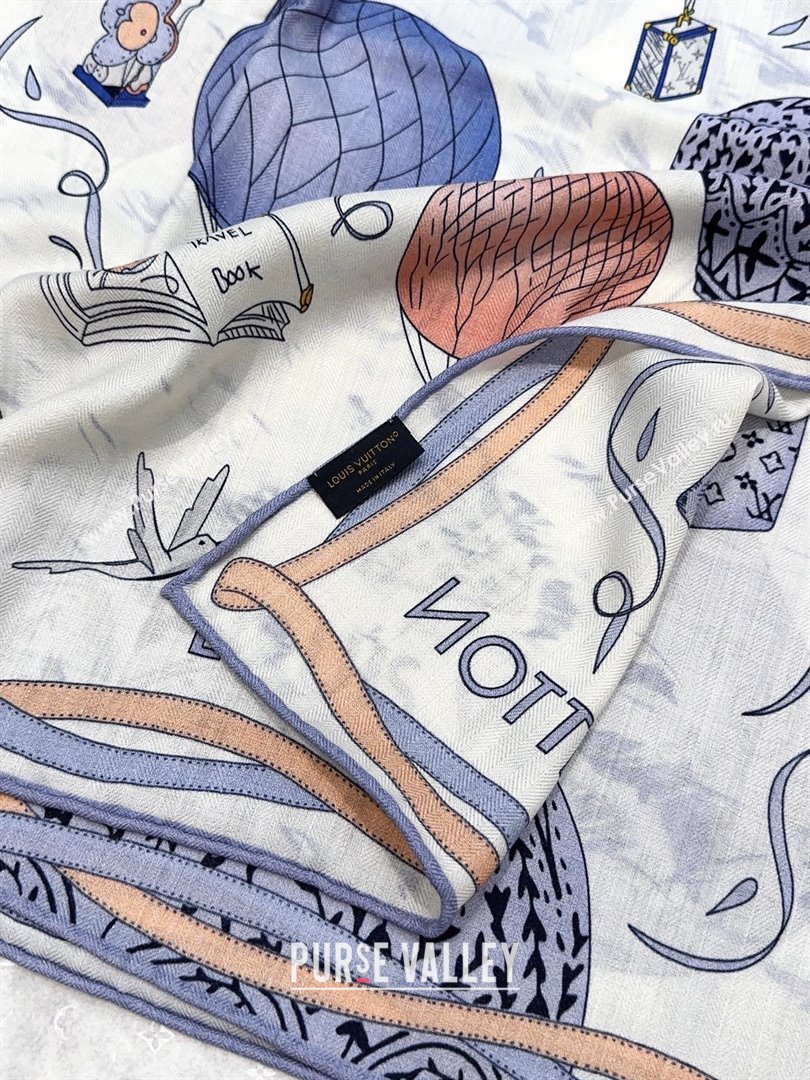 Louis Vuitton Cashmere Silk Scarf 140x140 LV110514 Blue 2025 (O-25110514)