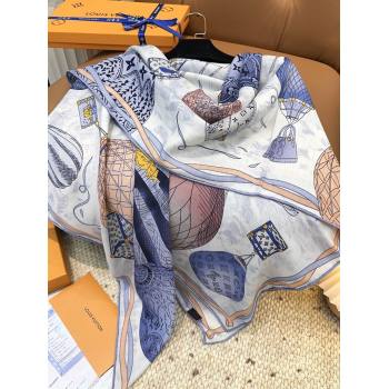 Louis Vuitton Cashmere Silk Scarf 140x140 LV110514 Blue 2025 (O-25110514)