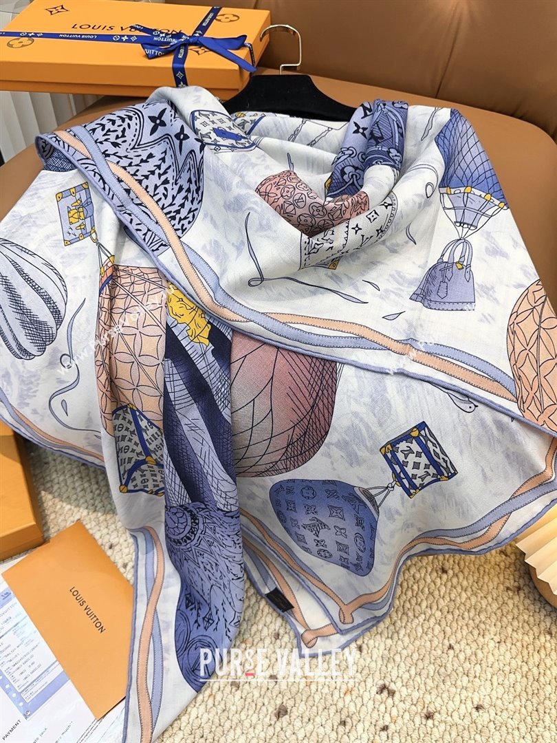 Louis Vuitton Cashmere Silk Scarf 140x140 LV110514 Blue 2025 (O-25110514)