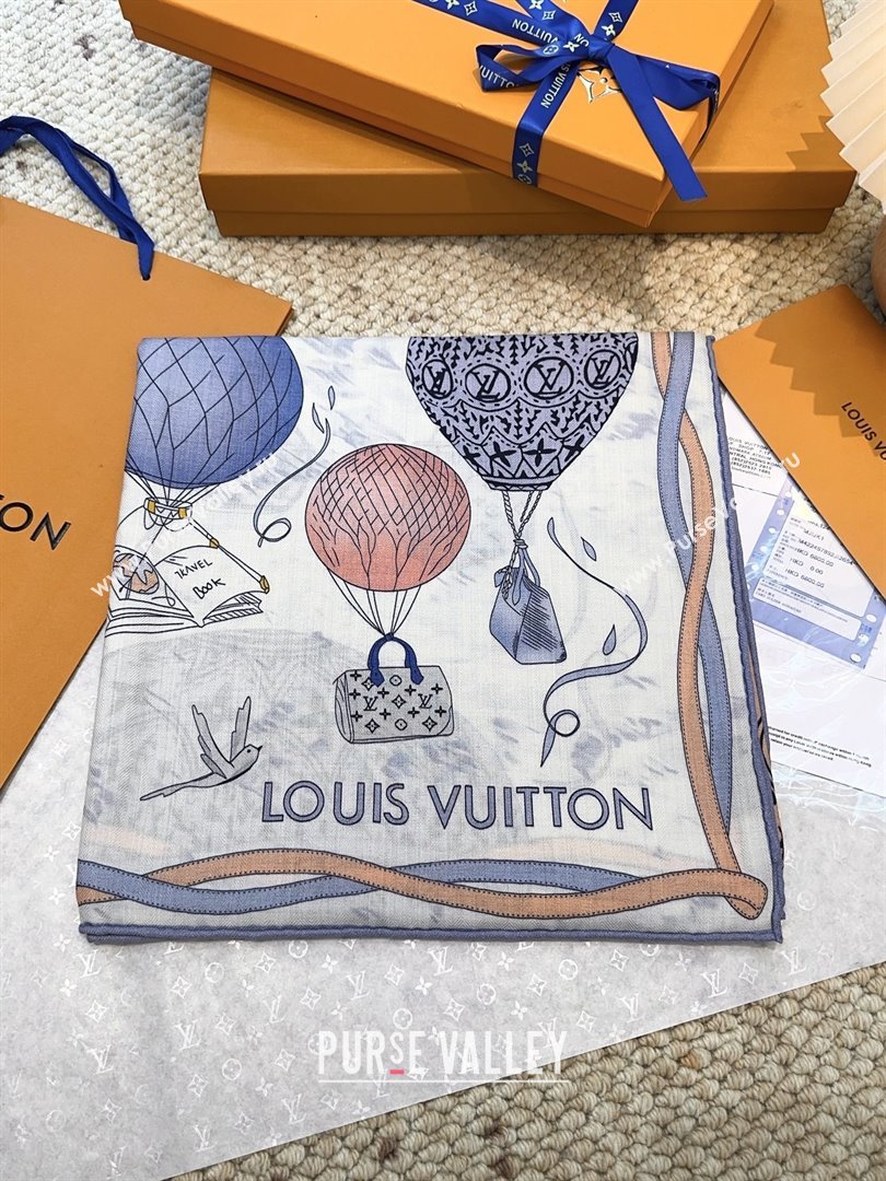Louis Vuitton Cashmere Silk Scarf 140x140 LV110514 Blue 2025 (O-25110514)
