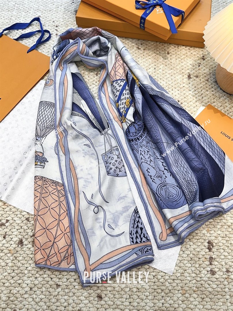 Louis Vuitton Cashmere Silk Scarf 140x140 LV110514 Blue 2025 (O-25110514)