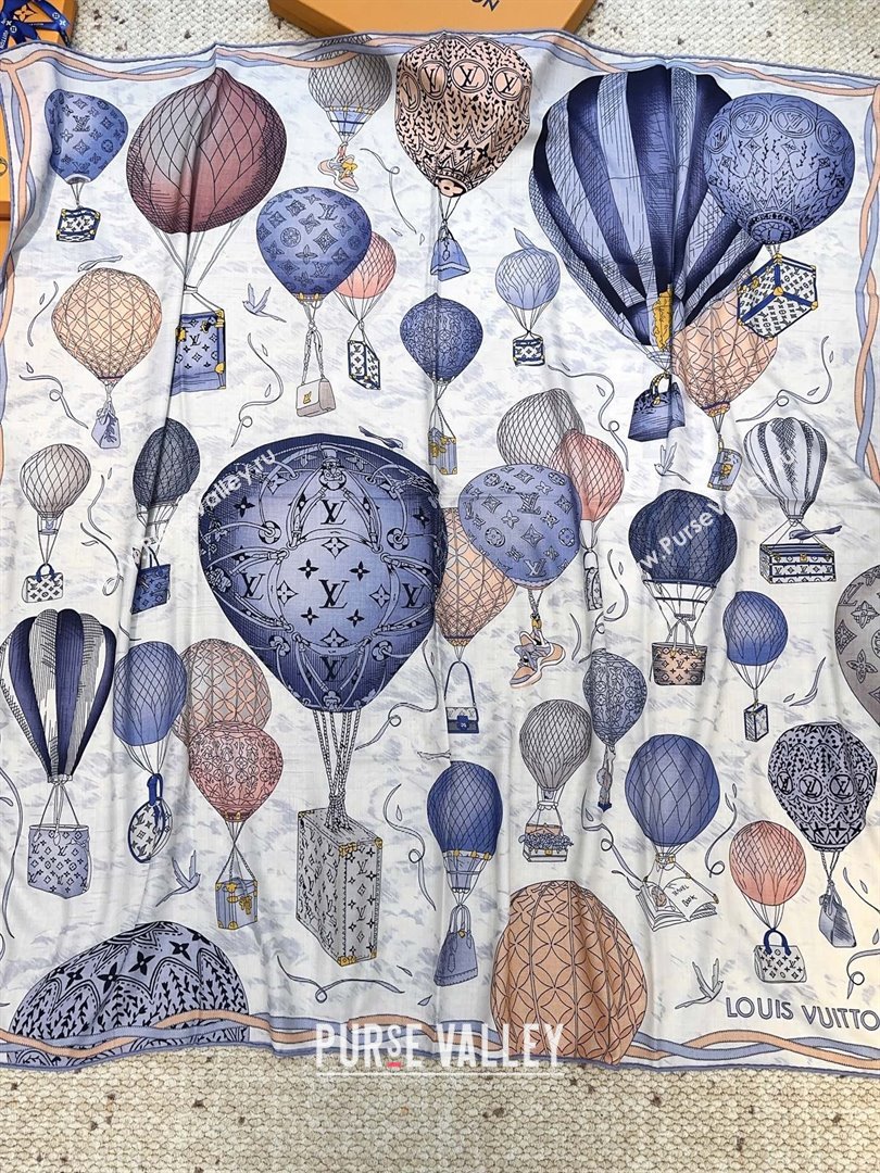 Louis Vuitton Cashmere Silk Scarf 140x140 LV110514 Blue 2025 (O-25110514)