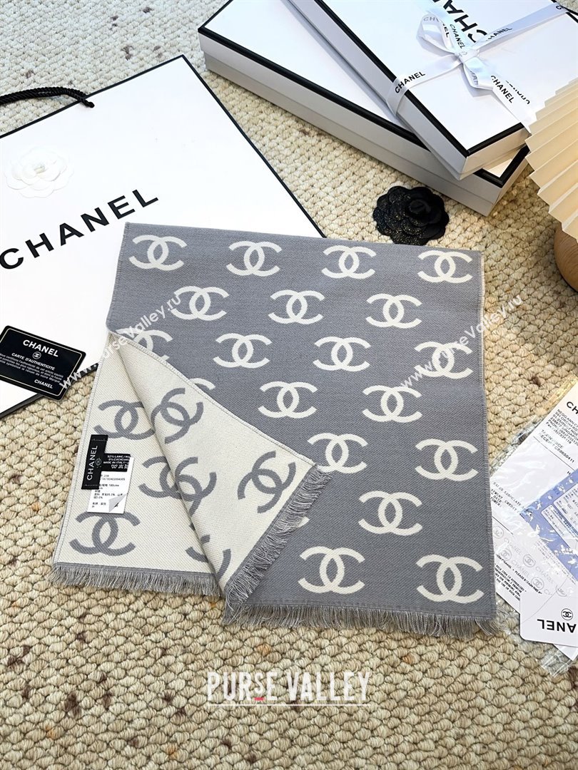 Chanel Wool Cashmere Scarf 180x35cm CH110515 Grey 2025 (O-25110515)