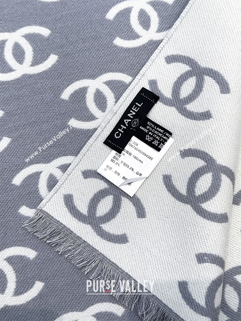 Chanel Wool Cashmere Scarf 180x35cm CH110515 Grey 2025 (O-25110515)