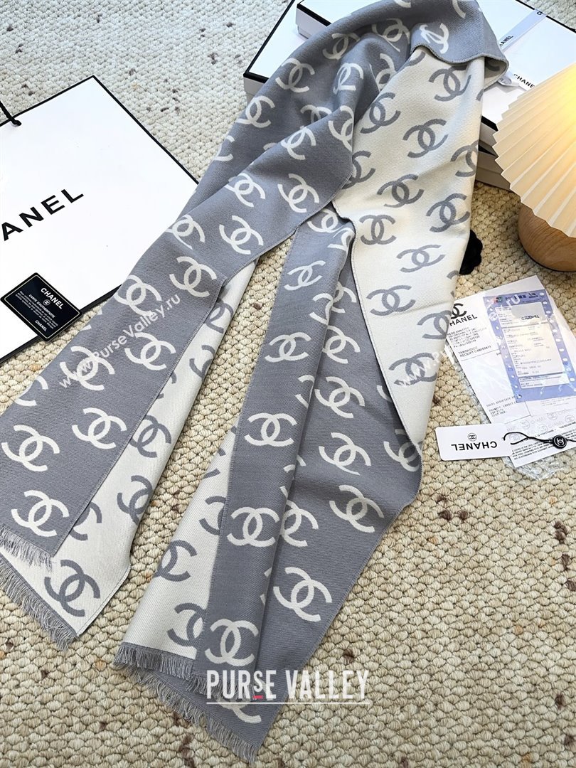 Chanel Wool Cashmere Scarf 180x35cm CH110515 Grey 2025 (O-25110515)