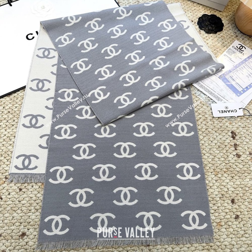 Chanel Wool Cashmere Scarf 180x35cm CH110515 Grey 2025 (O-25110515)