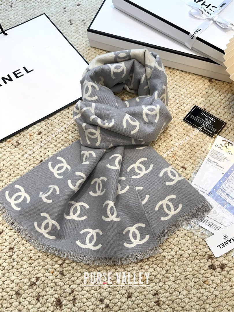 Chanel Wool Cashmere Scarf 180x35cm CH110515 Grey 2025 (O-25110515)