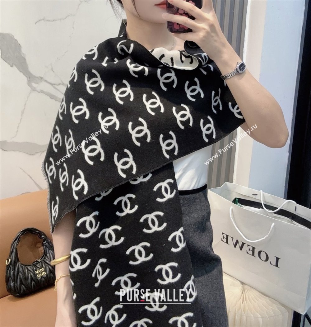 Chanel Wool Cashmere Scarf 180x35cm CH110516 Black 2025 (O-25110516)