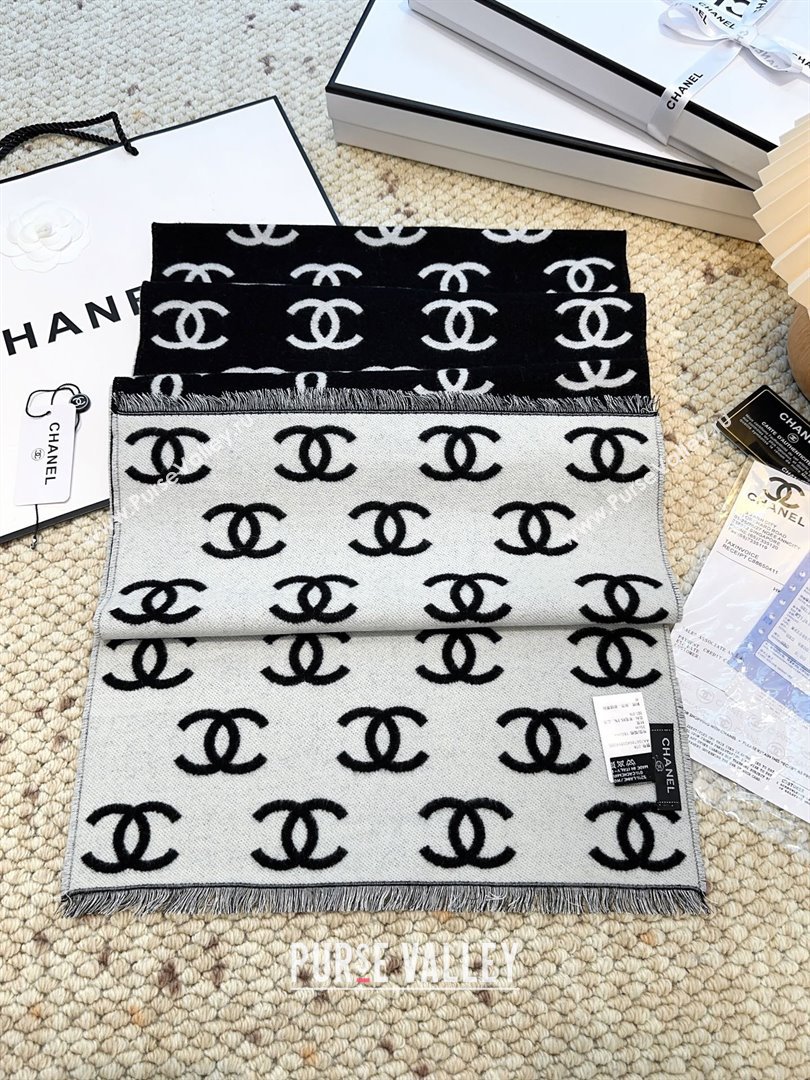 Chanel Wool Cashmere Scarf 180x35cm CH110516 Black 2025 (O-25110516)
