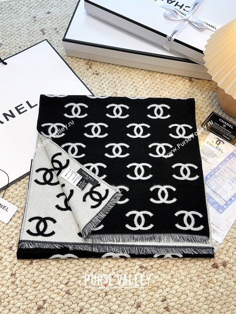 Chanel Wool Cashmere Scarf 180x35cm CH110516 Black 2025 (O-25110516)