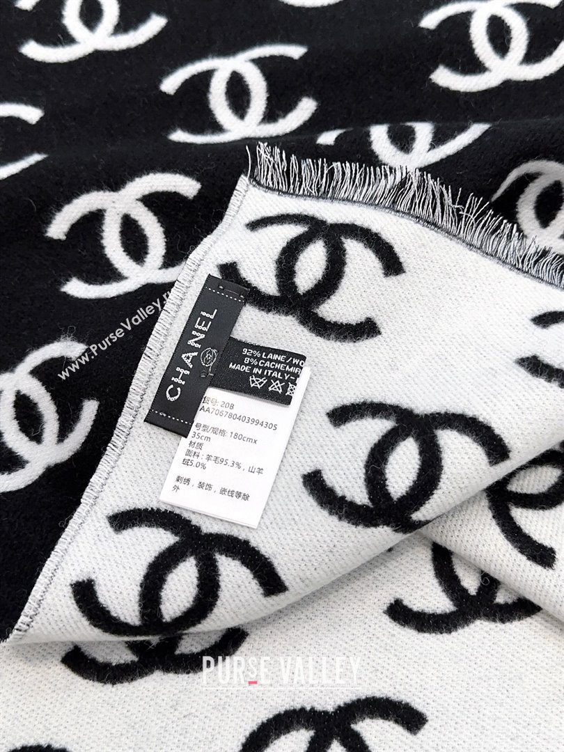 Chanel Wool Cashmere Scarf 180x35cm CH110516 Black 2025 (O-25110516)