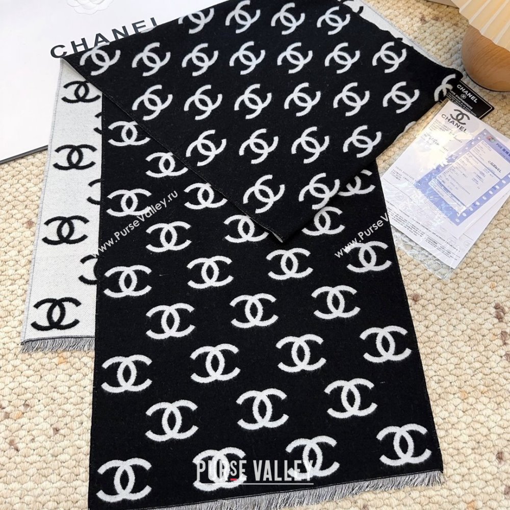 Chanel Wool Cashmere Scarf 180x35cm CH110516 Black 2025 (O-25110516)