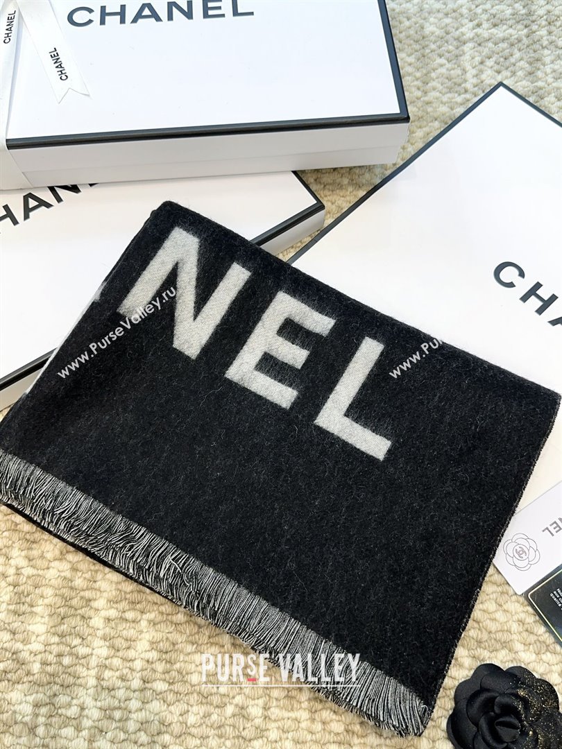 Chanel Cashmere Long Scarf 200x70cm CH110517 Black 2025 (O-25110517)