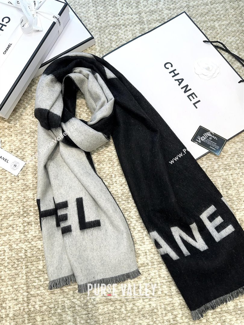Chanel Cashmere Long Scarf 200x70cm CH110517 Black 2025 (O-25110517)