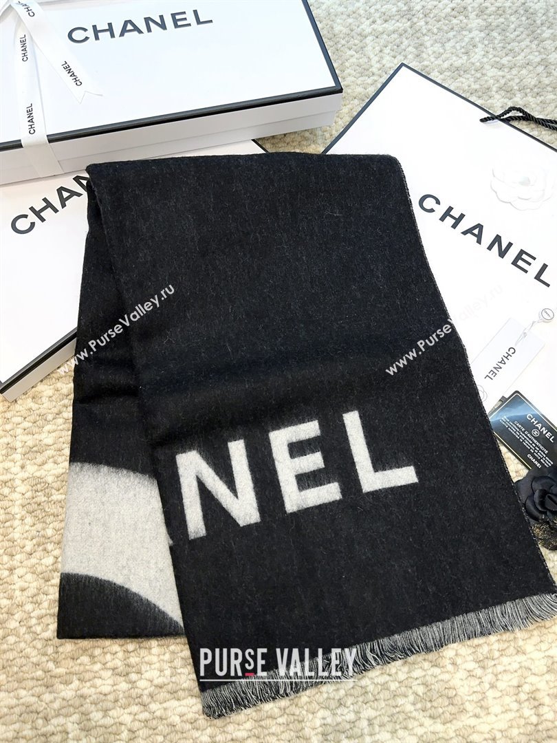 Chanel Cashmere Long Scarf 200x70cm CH110517 Black 2025 (O-25110517)