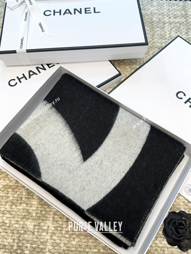 Chanel Cashmere Long Scarf 200x70cm CH110517 Black 2025 (O-25110517)