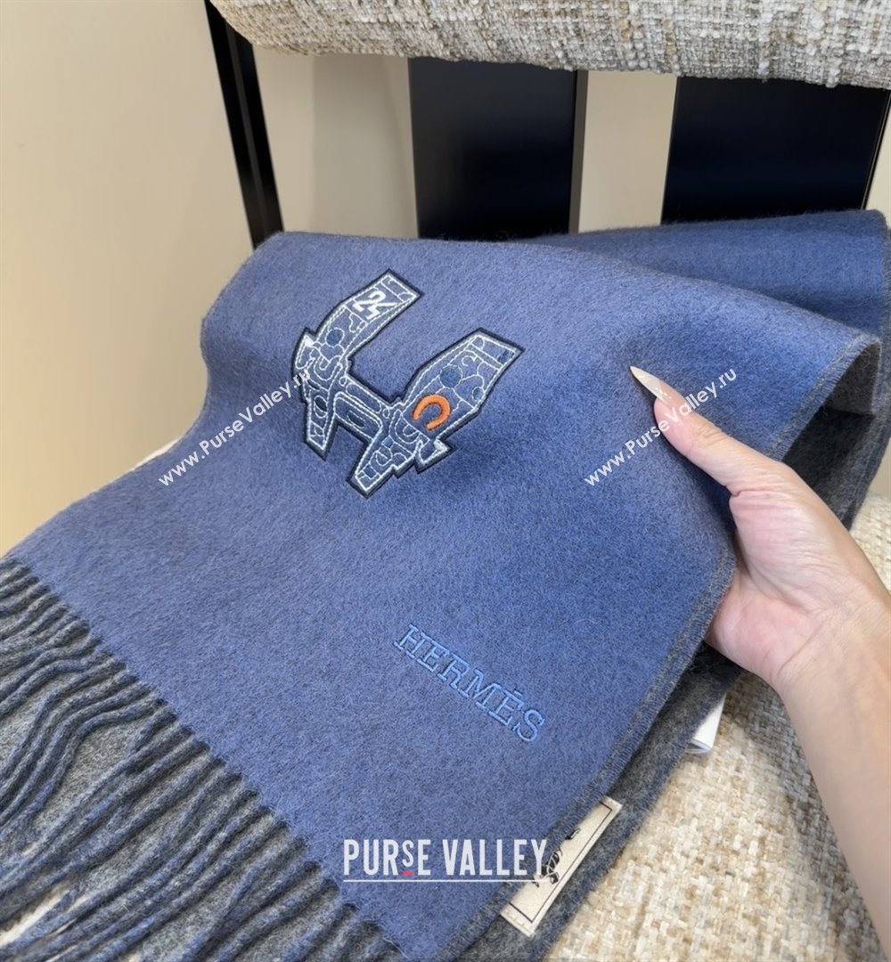 Hermes Long190x35cm Scarf H110502 Blue 2025 (O-25110502)
