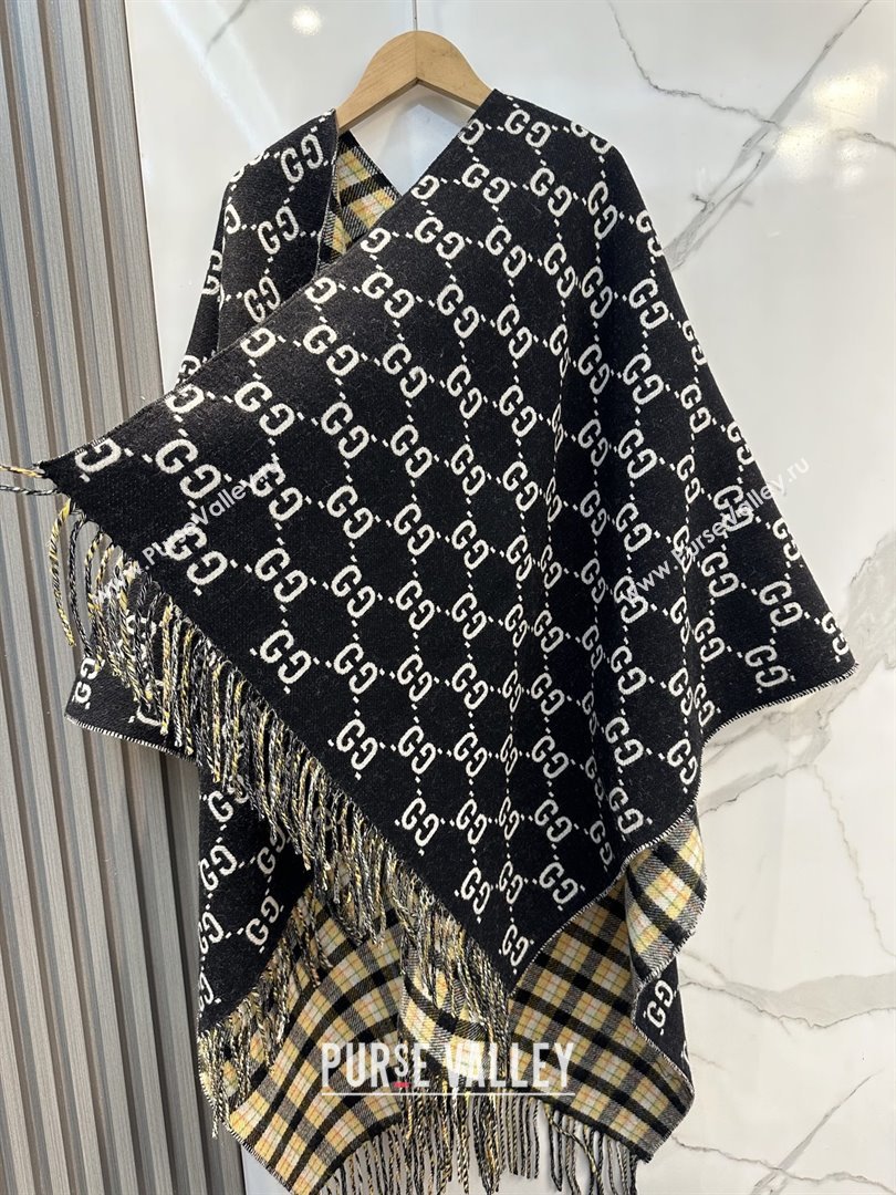 Gucci GG Wool Jacquard Cape G110519 Black 2025 (O-25110519)