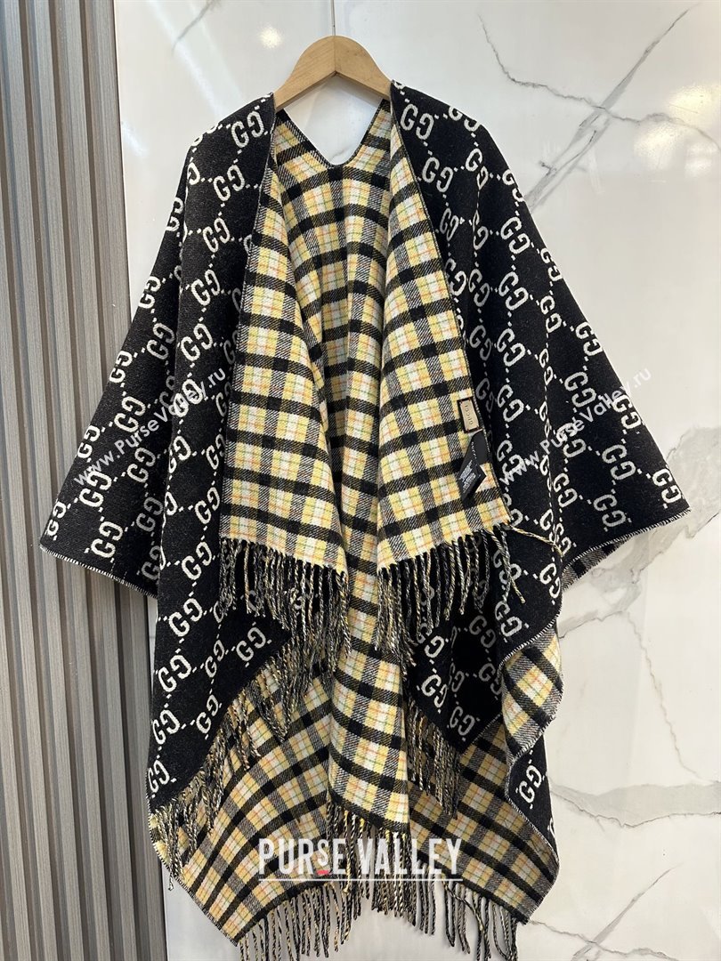 Gucci GG Wool Jacquard Cape G110519 Black 2025 (O-25110519)