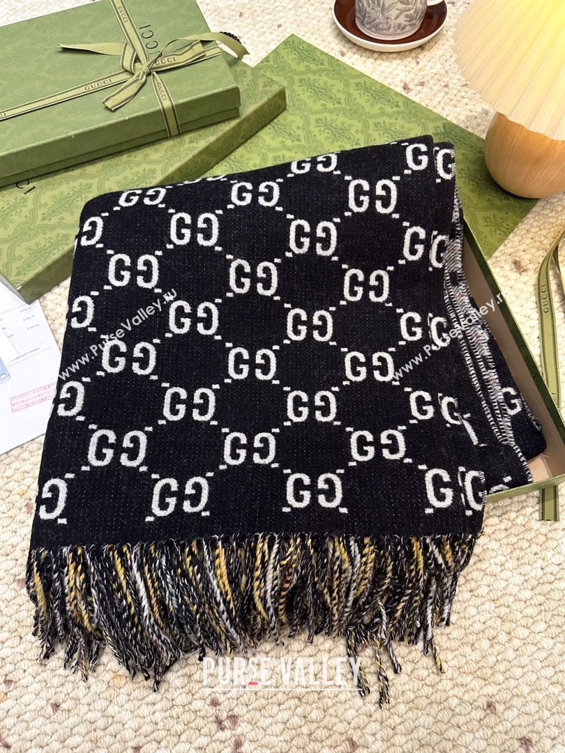 Gucci GG Wool Jacquard Cape G110519 Black 2025 (O-25110519)