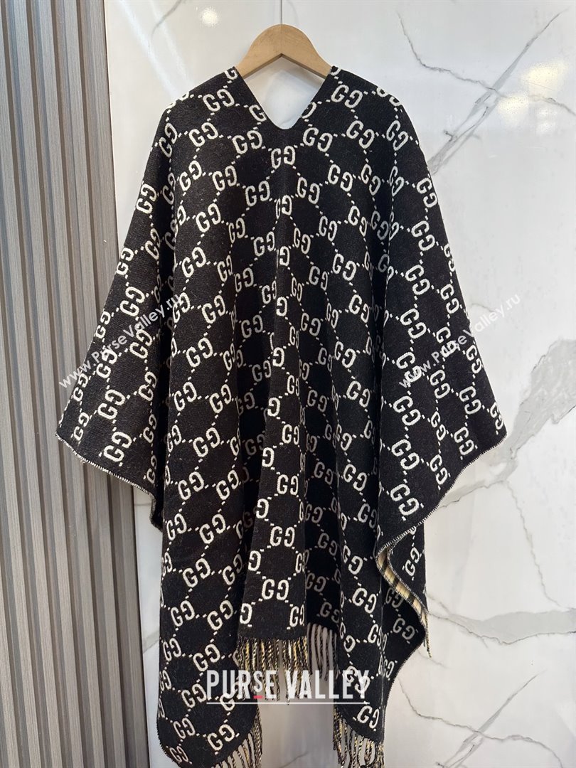 Gucci GG Wool Jacquard Cape G110519 Black 2025 (O-25110519)