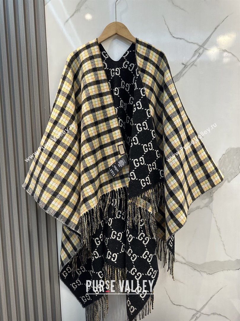 Gucci GG Wool Jacquard Cape G110519 Black 2025 (O-25110519)