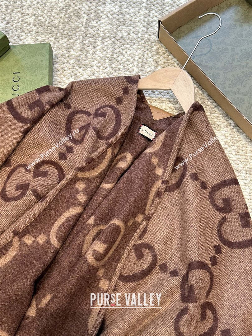Gucci Reversible Jumbo GG Cashmere Cape G110524 Dark Brown 2025 (O-25110524)