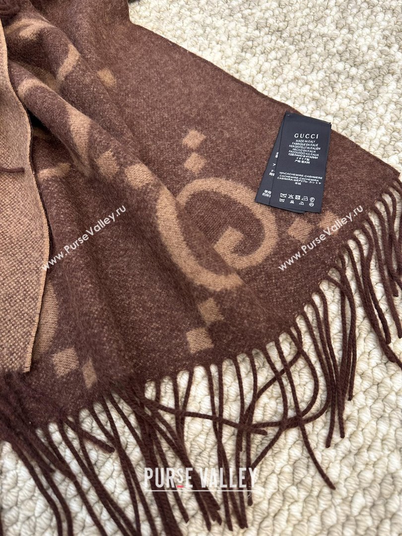 Gucci Reversible Jumbo GG Cashmere Cape G110524 Dark Brown 2025 (O-25110524)