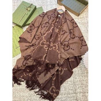 Gucci Reversible Jumbo GG Cashmere Cape G110524 Dark Brown 2025 (O-25110524)