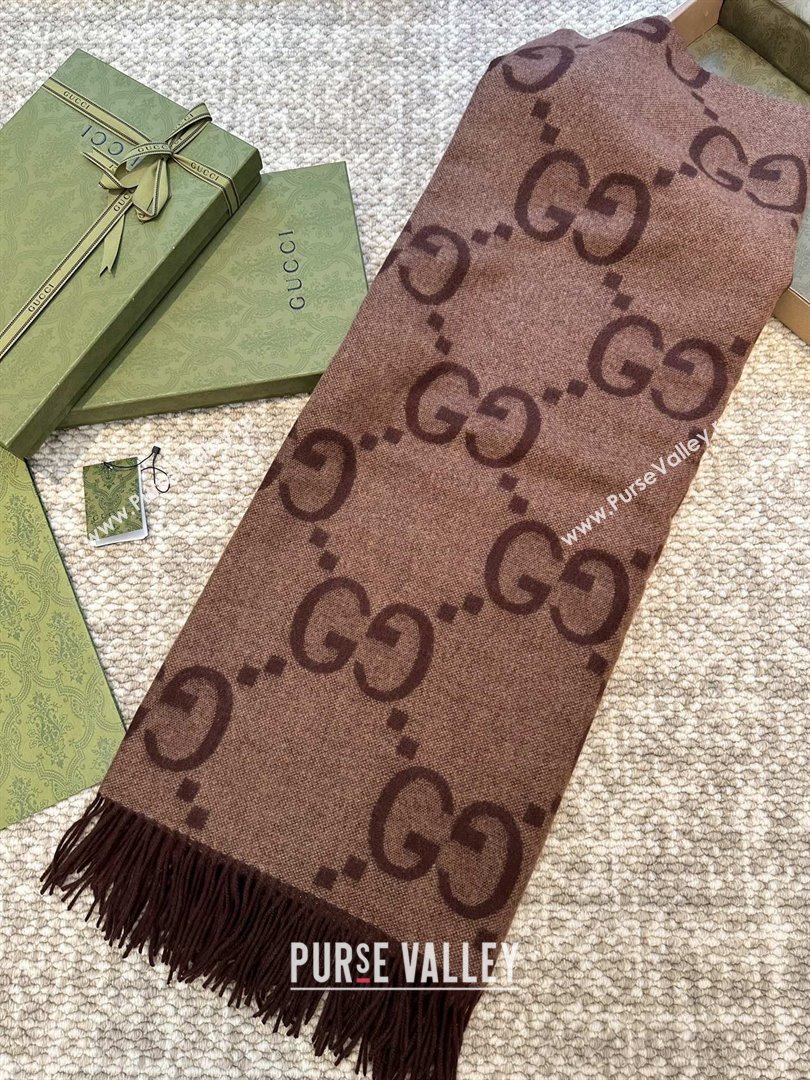 Gucci Reversible Jumbo GG Cashmere Cape G110524 Dark Brown 2025 (O-25110524)