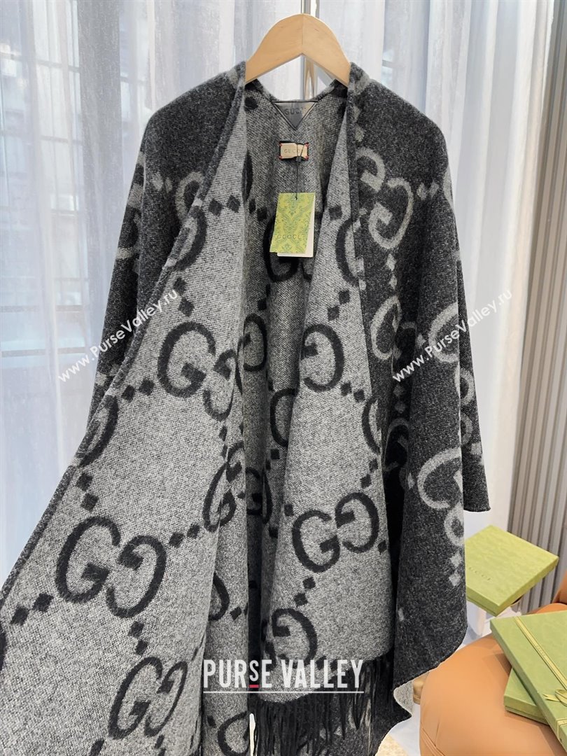 Gucci Reversible Jumbo GG Cashmere Cape G110525 Grey 2025 (O-25110525)